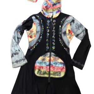 Ark import long sleeve zip up long cotton vest made in nepal colorfull